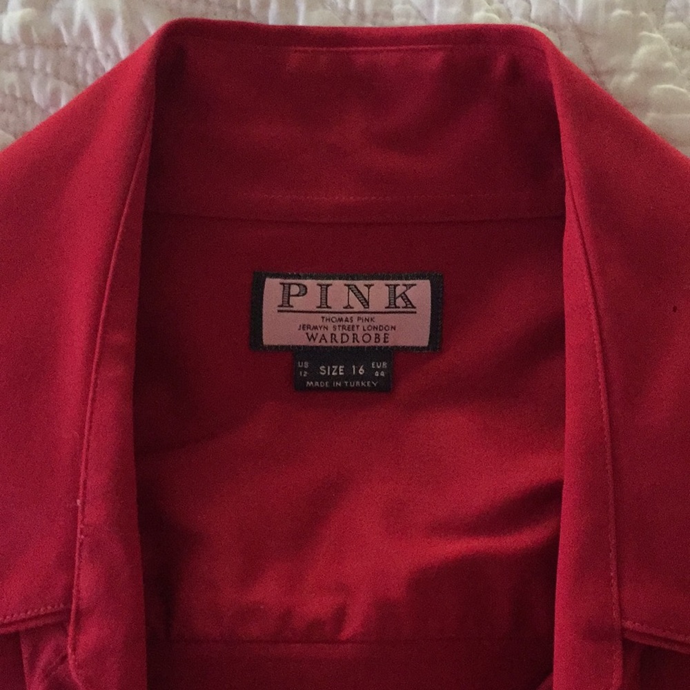 Pink Ruby Red Size 16 Fitted Button Down Blouse - image 2